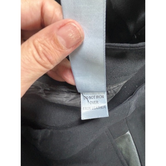 Rafaella Womens Size 12 Black Dress Pants Corporate Goth Faux Leather‎ Trim - Picture 8 of 10